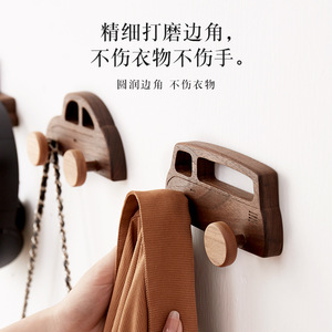 Ganchos de pared con forma de coche de madera, perchero de madera maciza para puerta o pared, para guardar llaves en la habitación de los niños - Product Image 4