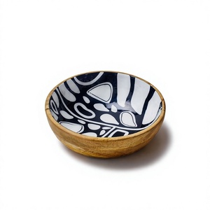 Handmade Eco-Friendly Wood Bowl with Classic <b>Retro</b> Geometric Pattern Dishwasher Safe and Durable for Party Food Serving <b>Gifting</b> - Product Image 1