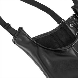 Hot <strong>Sale</strong> Plus Size <strong>Black</strong> Busk <strong>Leather</strong> Corset Top Straps Bustier Plus Size Corsets Underbust for <strong>Women</strong> - Product Image 5