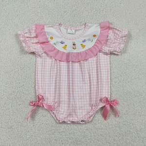 Romper de Burbuja para Bebés Niñas con Mangas Cortas, Bordado de Banderas, Lazos y Estrellas para el 4 de Julio - Product Image 6