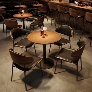 Muebles de Bar Estilo Americano Retro, Juego de Sillas de Comedor de Madera Maciza y Metal, Mesas y Sillas de Café Personalizadas, Comerciales para Restaurante, <span class=keywords><strong>Bistro</strong></span> - Product Image 2
