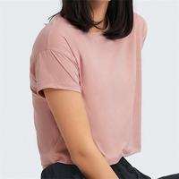 Modèles d'explosion à séchage rapide moulant t-shirt court en gros décontracté ample Sport Gym haut court femmes