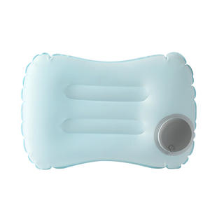 Almohada inflable cuadrada azul cielo, 28x28x14cm, almohada de viaje plegable portátil con diseño de inflado por presión para silla de oficina - Product Image 1