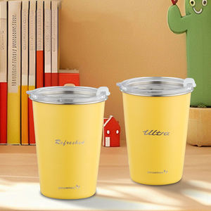 Vasos de acero inoxidable irrompibles para niños, vasos con tapas a prueba de derrames, pajitas, Bebidas frías y calientes, taza de café de viaje - Product Image 2