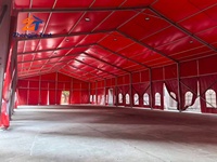 Tenda Pernikahan Merah Rangka Aluminium Alloy Kanopi Tahan Air untuk 800-1000 Orang Upacara Luar Ruangan Pesta Perjamuan