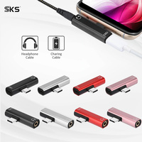 USB 2.0 Typ-C Stecker auf Dual Typ-C 3,5mm Buchse Adapter aus Aluminiumlegierung 2-in-1 Audio- und Lade-Splitter für Android-Telefon Laptop