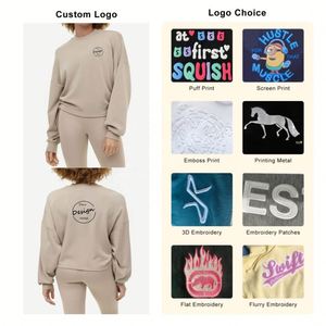 Sweat-shirts en coton imprimés d'hiver en gros, unisexe, à épaules tombantes, avec logo personnalisé, grandes tailles, col rond, écologiques, pour femme - Product Image 3