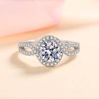 Bague Classique pour Femme en Moissanite Micro-Sertie 1 Carat, Double Rangée de Diamants, Six Griffes, Nouvelle Bague Micro-Sertie pour Demande en Mariage