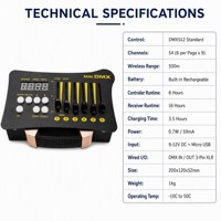 Controlador DMX Inalámbrico DMX512 de 54 Canales, Consola con Alcance de 500M y 4 Receptores de Batería para Iluminación LED de Escenario, Sonido Activo para Fiestas