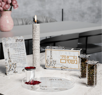 Ensemble Havdalah en acrylique Judaica juif, pack familial, flamme de cristal, porte-besamim