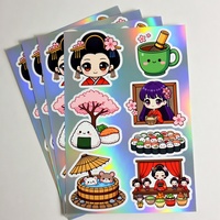 Autocollants décoratifs en vinyle brillant UV imprimés de dessins animés, forme personnalisée, autocollants décoratifs pour cadeaux et décorations de fête pour enfants