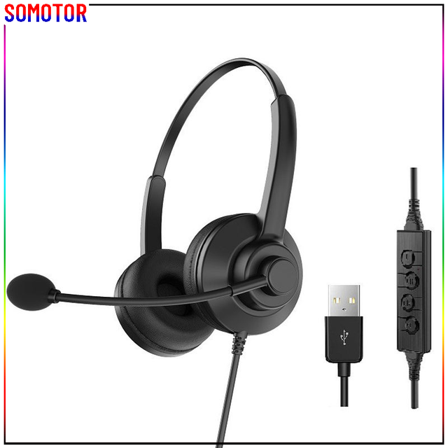 Professional Call Center Headphones Noise Cancelling USB Interface Business Wired Headsets With Mic