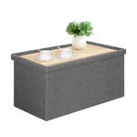 Chengjun Banc de rangement pliable en tissu de lin, design moderne, 76x38x38cm, pour salon, chambre à coucher, entrée, tabouret ottoman