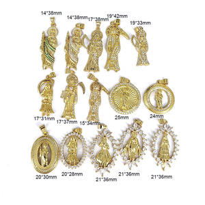 CZ8469 18k Gold Plated CZ Saint Jude <strong>San</strong> <strong>Judas</strong> Tadeo Pendant, Diamond Pave Our Lady of the Holy Death Santa Muerte Pendants - Product Image 4