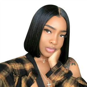 <span class=keywords><strong>Parrucca</strong></span> Corta Bob Liscia da Donna all'Ingrosso - <span class=keywords><strong>Parrucca</strong></span> Sintetica <span class=keywords><strong>Nera</strong></span> con Parte Centrale <span class=keywords><strong>Capelli</strong></span> Corti Fornitura all'Ingrosso - Product Image 4