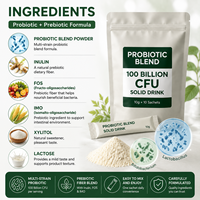 Mélange de probiotiques en poudre pour boisson solide |   Formule probiotique et prébiotique avec Inuline FOS IMO |   Sachets de 10g