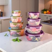 Ensemble de contenants de stockage alimentaire en plastique réutilisables sans BPA, modernes, étanches, empilables, écologiques, compatibles micro-ondes