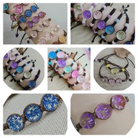 Bracelet unique pour femme, taille ajustable, simplicité végétale, corde d'ambre tissée, bijoux en fleurs séchées, bracelets et joncs