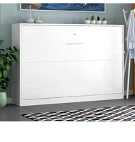 Facile à assembler petit espace Horizontal blanc pliant simple lit mural en bois de muraille pour chambre à coucher
