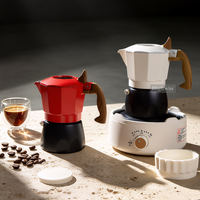 Cafetière Moka à Double Valve Personnalisée HIGHWIN en Aluminium pour Plaque de Cuisson, Plusieurs Méthodes de Chauffage, Accessoires à Café pour Usage Domestique