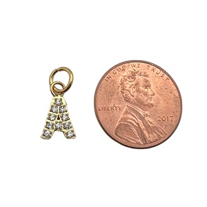 Pendentifs en métal personnalisés unisexes pour enfants avec initiales, en acier inoxydable plaqué or 18 carats PVD et zircon, vente en gros - Product Image 6