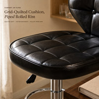 Tabouret de bar pivotant moderne en cuir PU noir avec hauteur réglable, design léger et portable, base chromée, repose-pieds pour usage en salon