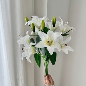 ดอกลิลลี่ประดิษฐ์ยาซุโนบุ พีวีซี พิมพ์ลายสามมิติ ก้านเดี่ยว สีขาว ชมพู เหลือง ฟ้า แดง กุหลาบ ส้ม ตกแต่งงานแต่งงานและบ้าน - Product Image 3