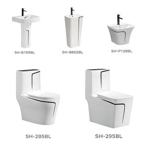 आधुनिक सैनिटरी वेयर वर्गाकार बाथरूम पानी की अलमारी सिरेमिक वर्गाकार एक टुकड़ा शौचालय काले लाइन वर्ग एक टुकड़ा शौचालय - Product Image 3