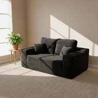 Canapé en tissu noir sur mesure, prix de gros usine, style moderne, confortable, en velours côtelé, mobilier de salon modulable pour villa