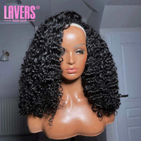 En gros Demi-perruque 3/4 en cheveux naturels bouclés birmans, densité 200%, prête à porter, avec clips, cheveux vierges, à porter sur le dessus de la tête