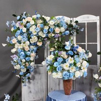 Ensemble floral bleu poussière personnalisable, rangée de fleurs artificielles en boule pour arche de mariage, toile de fond, décoration de centre de table pour maison, hôtel, fête, scène