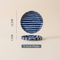 Ensemble tasse à café et soucoupe en céramique de porcelaine bleu cobalt peint à la main sous glaçure avec logo personnalisé, assiette de 8 pouces, compatible micro-ondes et lave-vaisselle