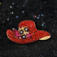 Bros mewah topi berlian imitasi Vintage untuk wanita topi jerami klasik bros tetesan minyak Pin pakaian Aksesori setelan korsase