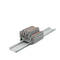 Borniers de connexion à ressort en laiton et plastique pour rail DIN, traversants, 24A, 800V, PA66, PT-2.5