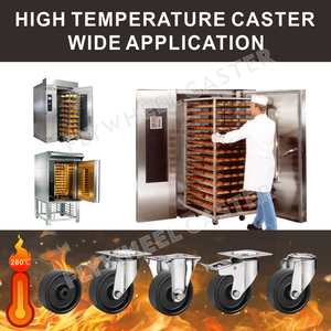 Ruedas para horno de panadería de acero inoxidable de 3 - 5 pulgadas, hasta 280 ° C resistentes al calor, probadas por equipos profesionales resistentes al calor - Product Image 6