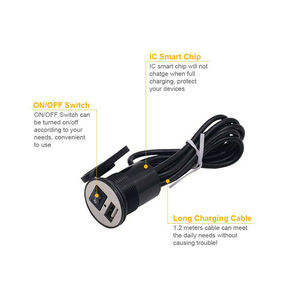 Adaptador de cargador USB para motocicleta, interruptor de alimentación a prueba de agua - Product Image 6