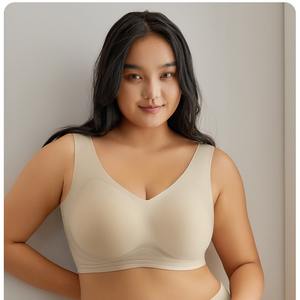 女性の夏の固体シームレススポーツブラ大サイズワイヤレス通気性ソフト薄い快適な日常使用ブラ - Product Image 1