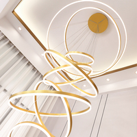 Nordique Minimaliste Multi Anneau Lustre Moderne Or Circulaire Escalier Grand Lustre Led Lustre Maison Villa Salon