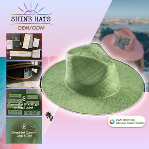Topi Jerami Wanita 2026 OEM Shinehats Vintage Wide Brim Western Jazz Fedora Rancher Warna-warni Sombrero Hijau Musim Panas Pantai Chapeau - Product Image 1