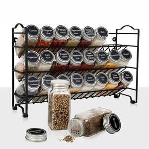 Ensemble d'organisateurs de pots à épices extensibles en acier au carbone à fixer au mur, pour cuisine, vente en gros, personnalisable, best-seller, avec support - Product Image 1