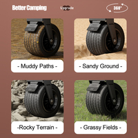 Chariot pliable de camping portable TUXIN en acier inoxydable robuste, avec roues tout-terrain à quatre roues, personnalisable OEM, chariot de courses