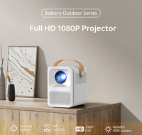 Mini projecteur LCD intelligent portable LED 1080P Full HD 4K Android WIFI rechargeable avec haut-parleurs stéréo HIFI pour smartphone et usage domestique