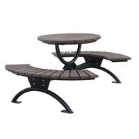Mobilier d'extérieur commercial table de pique-nique ronde en bois avec banc extérieur restaurant hôtel bistro patio table à manger chaise