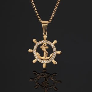 Volant Hip Hop plaqué or 18 carats zircon cubique non terni étanche en acier inoxydable bijoux pendentifs mâle - Product Image 2