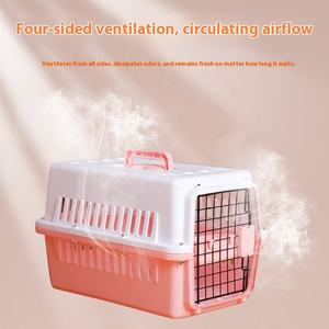 Piccola custodia da viaggio per cani e gatti portatile con chiusura a bottone per gabbia per animali domestici camera di trasporto spaziale in materiale plastico solido - Product Image 4