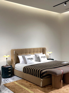 Cadre de lit moderne et confortable en bois de bouleau écologique, rembourré en tissu, taille <span class=keywords><strong>King</strong></span> <span class=keywords><strong>Size</strong></span>, pour la maison, l'appartement, l'hôtel et la villa - Product Image 3