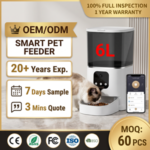 Distributeur automatique de nourriture sèche <span class=keywords><strong>pour</strong></span> chiens et chats Tuya, distributeur intelligent <span class=keywords><strong>pour</strong></span> animaux de compagnie, acier inoxydable, WiFi, application mobile, contrôle à distance, microchip, 6L, OEM - Product Image 1