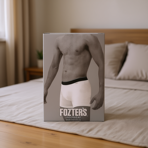 Fozters – Lot de 10 boxers mi-hauts pour homme, 100 % coton tissé respirant, design uni avec ceinture à logo, taille adulte, blanc uni - Product Image 2