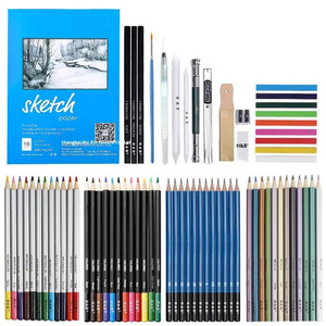 Conjunto de Lápis de Cor Profissionais Solúveis em Água e Oleosos ABI com 74 Peças para Desenho e Pintura, Kit de 12 Cores (24 Unidades) - Product Image 2