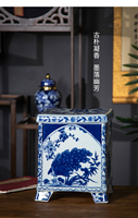 Ornamen Pohon Natal Keramik Biru Putih Gaya Cina Modern Desain Japandi Vas Bunga Artifisial untuk Meja untuk Imlek